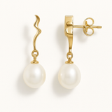 Pendientes - Perlas Cultivadas 8-9 mm Blanco - Oro Amarillo