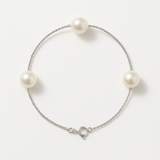 Pulsera 3 Perlas Cultivadas - Diámetro 7-8 mm Blancas - Plata