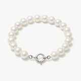 Bracelet en argent 925 et perles blanches 8/9 mm avec fermoir anneau marin.