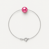 Pulsera- Perla cultivada de agua dulce- Diámetro 8-9 mm Rosa fucsia- Plata de ley 925