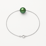 Pulsera- Perla Cultivada de Agua Dulce- Diámetro 8-9 mm Verde Intenso- Plata de Ley 925