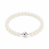 Pulsera- Perlas Cultivadas de Agua Dulce- Semi Redondas 5-6 mm Blancas- Joyería Mujer- Plata 925 Milésimas