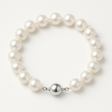 Pulsera- Perlas Cultivadas de Agua Dulce- Semi Redondas 8-9 mm Blanco Natural- Joyería Mujer- Plata 925 Milésimas