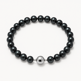 Pulsera- Perlas Cultivadas de Agua Dulce- Semi Redondas 6-7 mm Negro Tahití-Plata