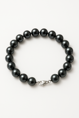 Pulsera- Perlas Cultivadas de Agua Dulce- Semi Redondas 8-9 mm Tahití Negras- Plata