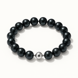 Pulsera- Perlas Cultivadas de Agua Dulce- Semi Redondas 9-10 mm Tahití Negras- Plata