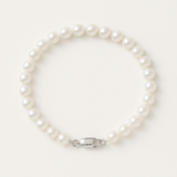 Pulsera - Perlas Cultivadas Redondas 5-6 mm Blancas - Oro Blanco