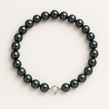 Pulsera- Perla Cultivada Redonda 4-5 mm Tahití Negra- Oro Blanco