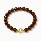 Pulsera - Perlas Cultivadas Redondas 6-7 mm Chocolate - Oro Amarillo