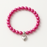 Pulsera de la Suerte- Perla de Agua Dulce- Redonda 5-6 mm Rosa Fucsia