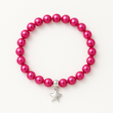 Pulsera de la Suerte- Perla de Agua Dulce- Redonda 5-6 mm Rosa Fucsia