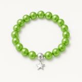 Pulsera de la Suerte - Perla de Agua Dulce - Redonda 5-6 mm Verde Tónico