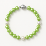 Pulsera de la Suerte - Perla de Agua Dulce - Redonda 5-6 mm Verde Tónico