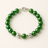 Pulsera de la Suerte - Perla de Agua Dulce - Redonda 5-6 mm Verde Intenso