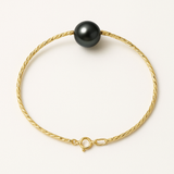 Pulsera- Perla Cultivada- Diámetro 8-9 mm Negro Tahití- Oro Amarillo