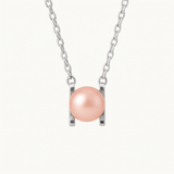 Collar de Perlas Cultivadas de Agua Dulce de Plata 2C Redondas Rosas 7-8 mm