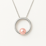 Collar circular de perlas cultivadas de agua dulce de color rosa y plata - Diámetro 6-7 mm
