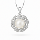 Collar Corolle - Botón de Perlas Cultivadas de Agua Dulce 8-9 mm Blanco - Plata de Ley 925