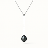 Collar Corbata - Perla Cultivada 9-10 mm Tahití Negra - Plata