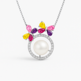 Collar Flores - Perla Cultivada 9-10 mm Blanca - Plata