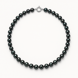 Collar- Perla de Agua Dulce- Semi Redonda 6-7 mm Tahití Negra