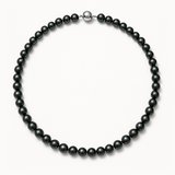 Collar- Perla de Agua Dulce- Semi Redonda 6-7 mm Negro Tahiti- Joyería de Mujer