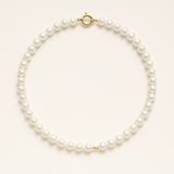 Collar- Perlas Cultivadas de Agua Dulce Redondas 6-7 mm Blanco- Joyería para Mujer- Oro Amarillo