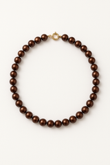 Collar- Perlas Cultivadas de Agua Dulce Redondas 6-7 mm Chocolate- Oro Amarillo