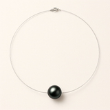 Collar- Perla Cultivada- Diámetro 9-10 mm Negro Tahití- Plata