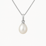 Colgante- Perla Cultivada de Agua Dulce- Diámetro Botón 5-6 mm Blanco- Joyería Mujer- Oro Blanco
