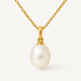 Colgante- Perla Cultivada de Agua Dulce- Botón 7-8 mm Blanco- Oro Amarillo