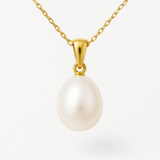 Perla cultivada de agua dulce - Diámetro de pera 9-10 mm Blanca - Joyería para mujer - Oro amarillo