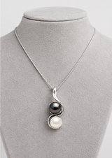 Collar Toi &amp; Moi de Plata en perla de Tahití y perla de agua dulce