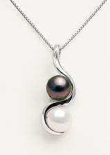 Collar Toi &amp; Moi de Plata en perla de Tahití y perla de agua dulce