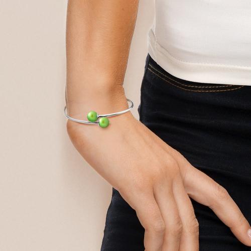 Pulsera - Perlas Cultivadas de Agua Dulce Diámetro 9-10 mm Verde Tónico - Plata de Ley 925