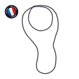 Sautoir en perles de culture noires de Tahiti 5/6mm monté sur argent 925, présenté en longueur.